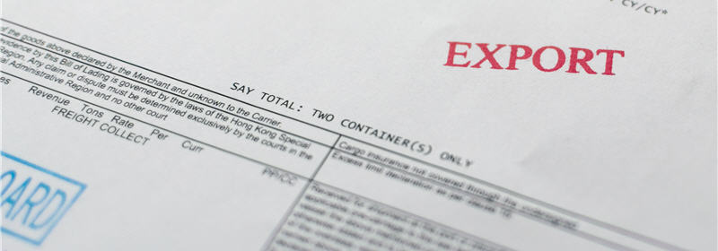 Export stamped on a bill of lading for container transport (photo)